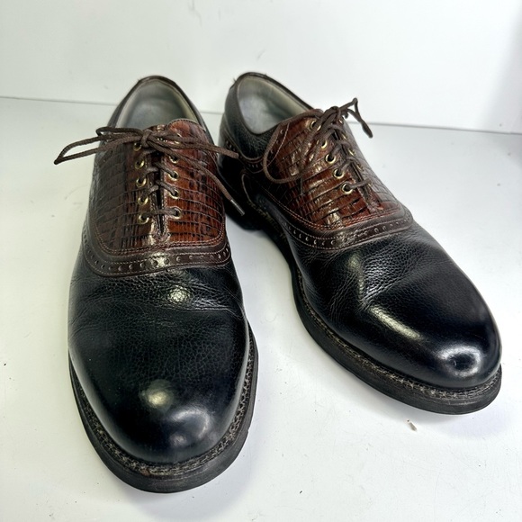 Footjoy Classics Tour 54673A pebbled leather and Croc Embossed Golf shoes 11D - Picture 13 of 15